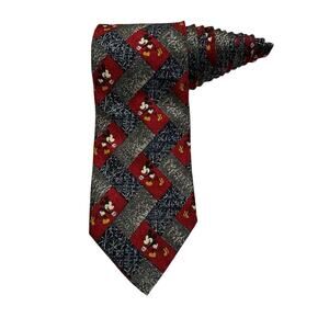 Disney Tie Rack Mickey Mouse Cartoon Vintage Novelty Necktie 100% Silk
